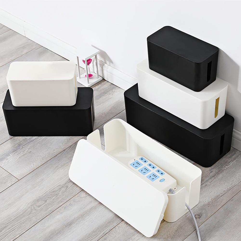 Power Strip Storage Box Multi-purpose Strong Bearing Capacity Good Hardness Desk Anti-skid Cable Management Box for Office