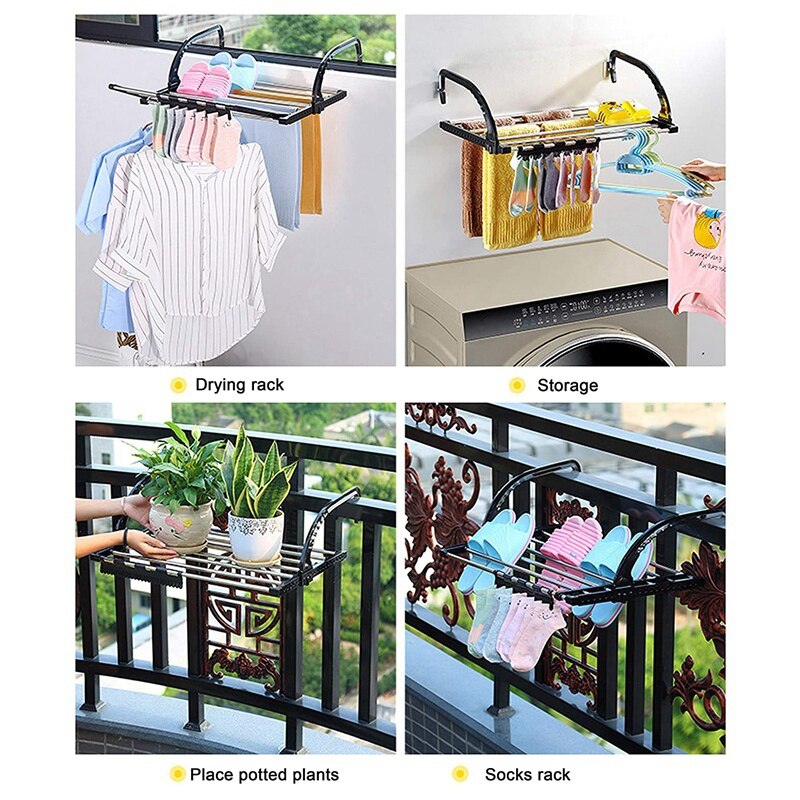 Radiator Clothes Airers Balcony Cloth Drying Rack Compact Clothing Drying Rack Stainless Steel Malleable Foldable Airer