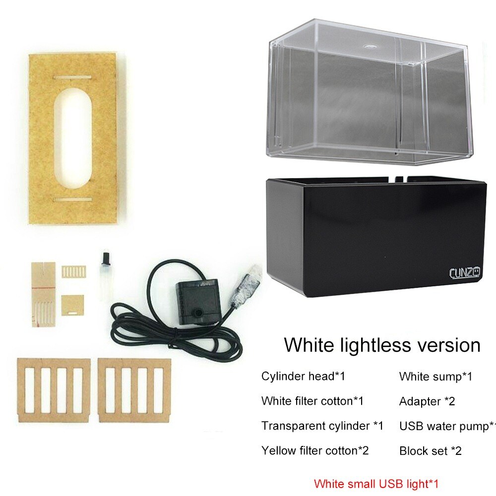 Mini Aquarium de bureau lumière LED Aquarium poissons bol avec filtre à eau USB pompe à Air Filtration Betta poisson bol réservoirs Aquario: Black No LED