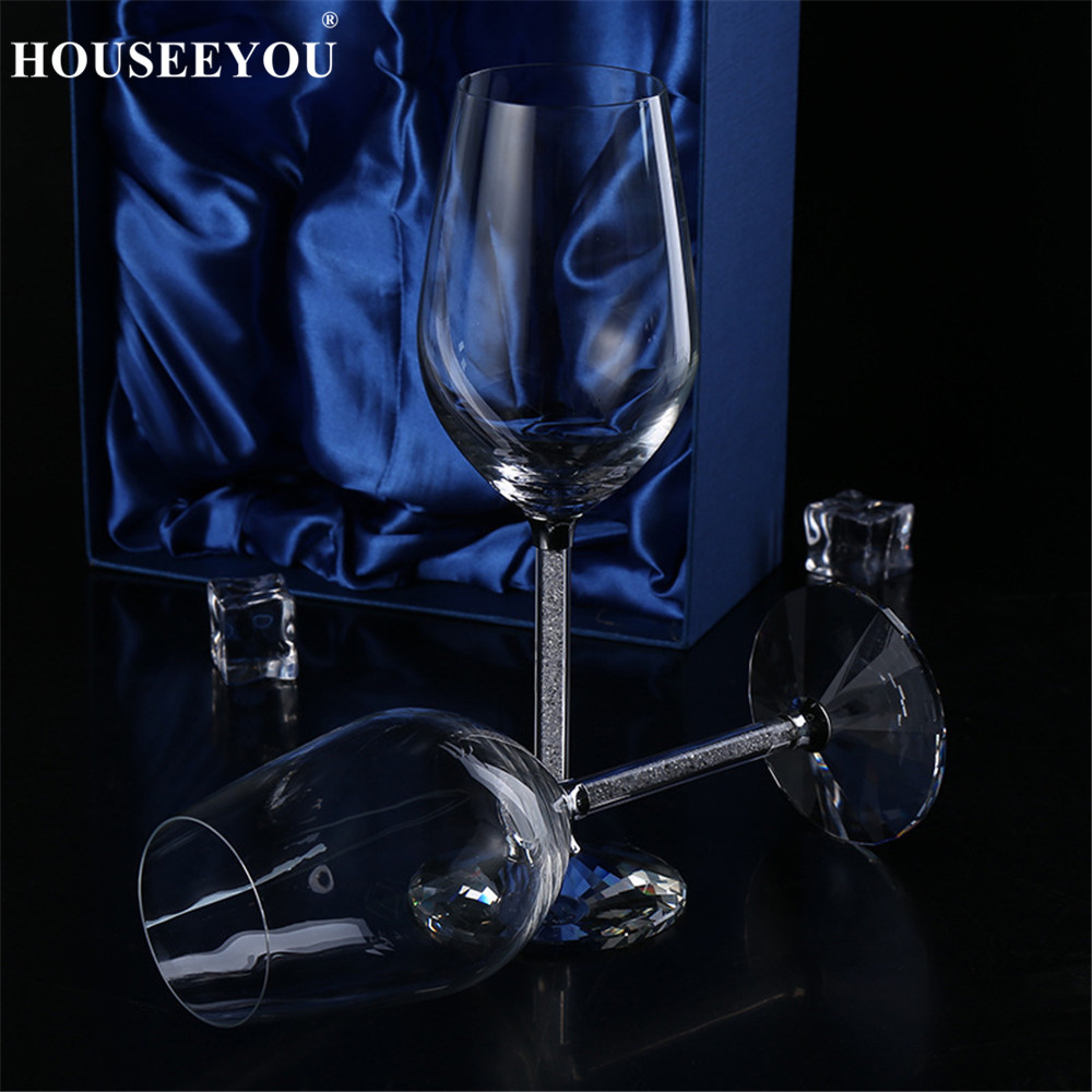 HOUSEEYOU ślub lampka robić wina es 360/470ML okulary czara kryształ luksusowe wino na przyjęcie szklany kubek kubek dekoracje prezent projekt pudełka