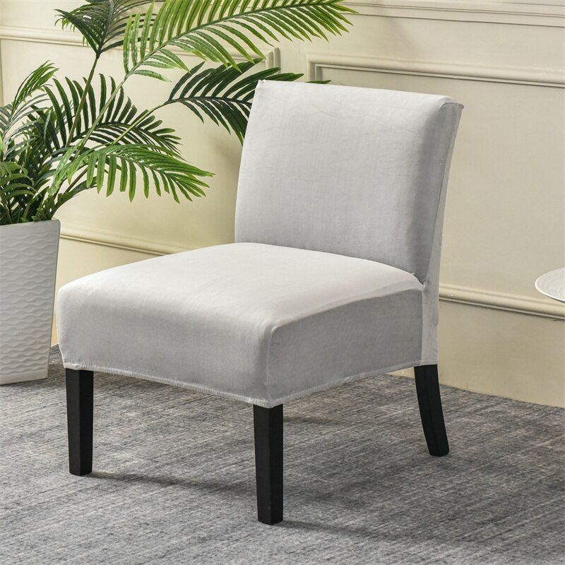 Velvet Accent Chair Cover Without Arm Pink Chair Slipcover Nordic Stretch Armless Chair Covers Elastic Furniture Protector Cover: A10 Chair Cover
