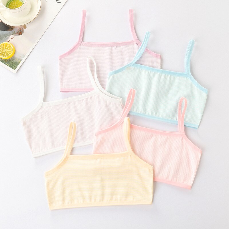 Soutien-gorge Double couche en coton pour enfants, sous-vêtements pour adolescentes de 8 à 16 ans, 5 pièces/lot: 1-21GN018