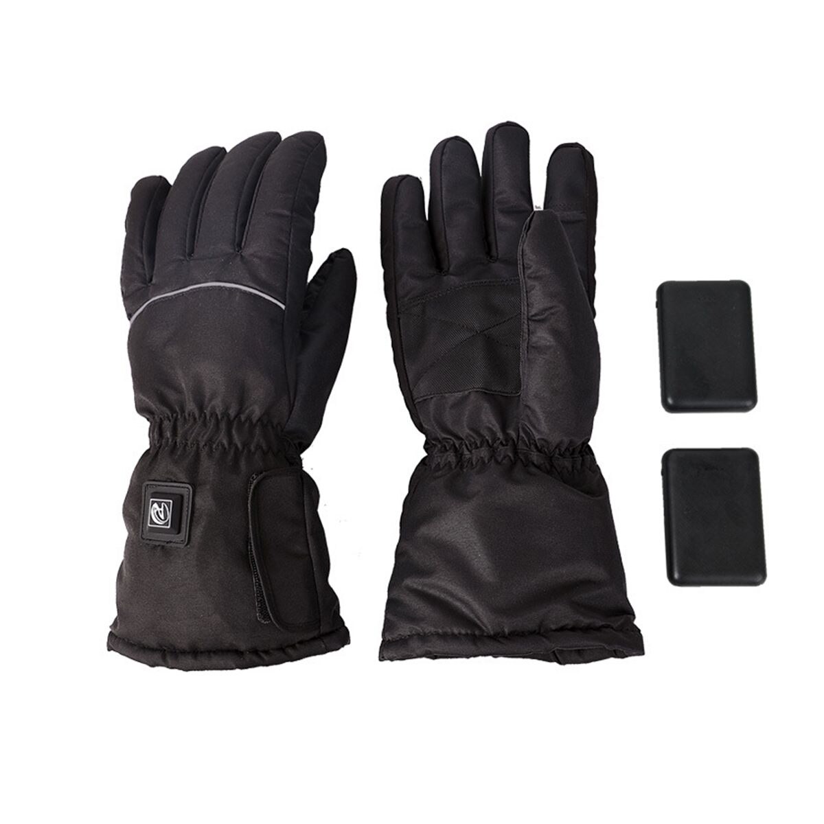 1Pair Motorcycle Gloves Windproof Waterproof Electric Heated Moto Touch Screen Battery Powered Motorbike Riding Gloves Winter: Black 2