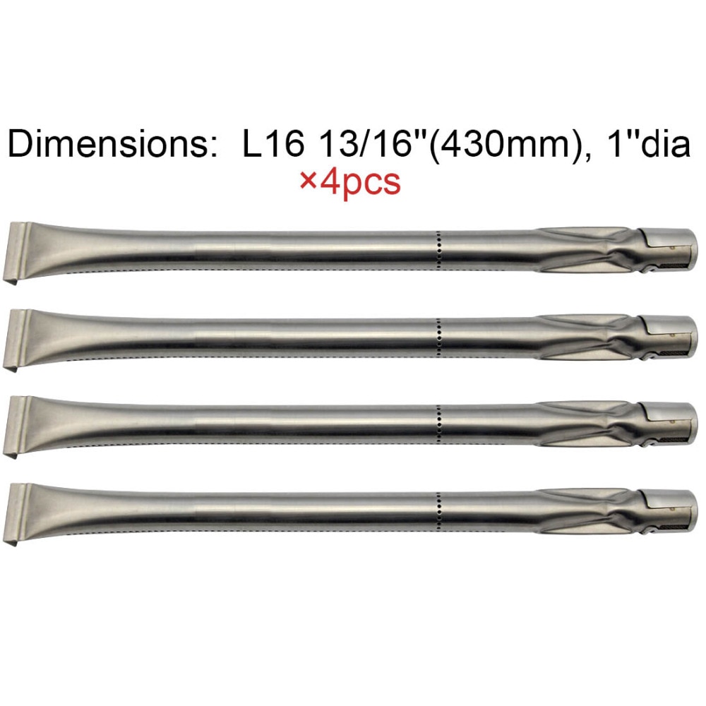 BBQ Parts 10361 Gas Grill Replacement 16.8 Inch Straight Stainless Steel Burner For Charmglow, Nexgrill 4pack