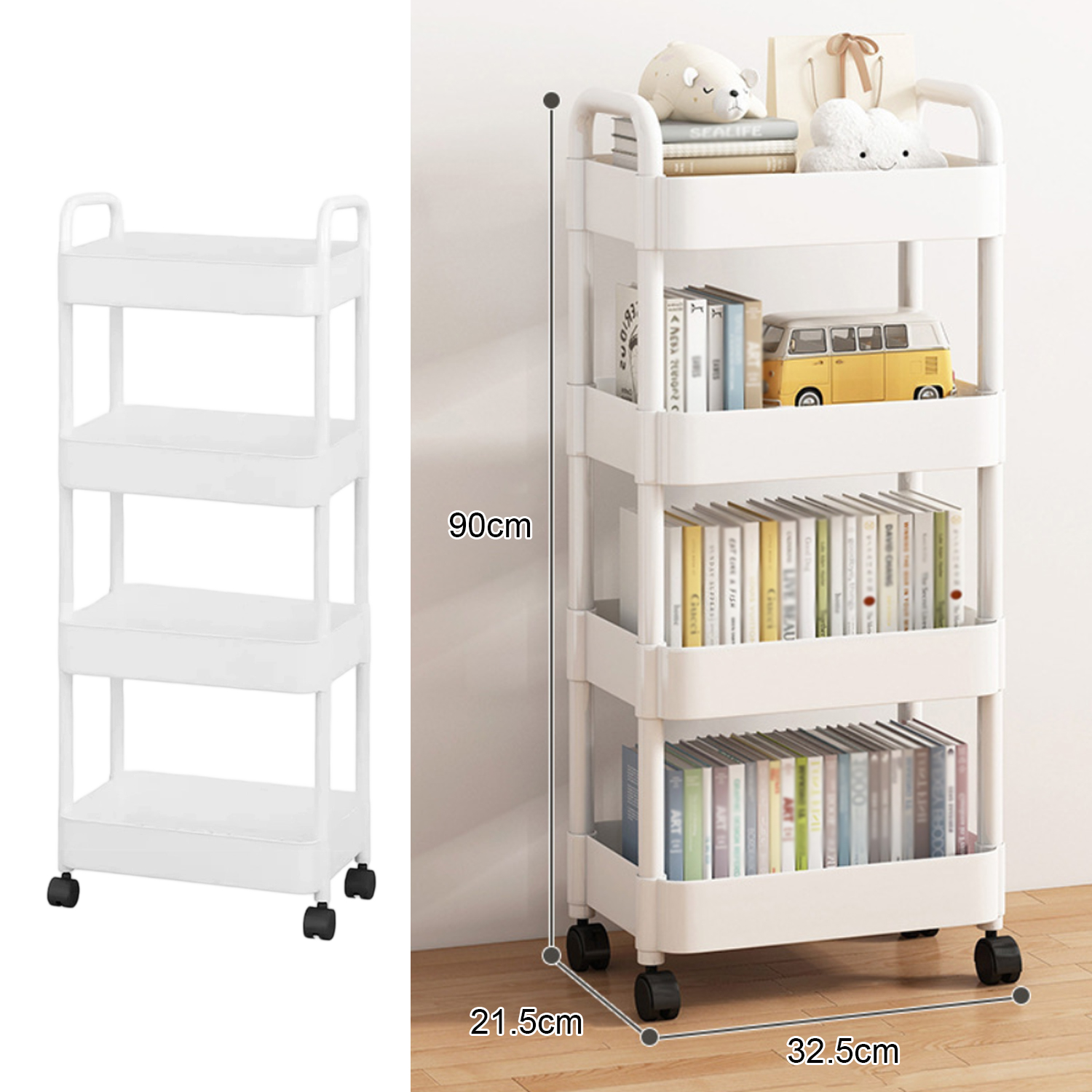 3/4/5Tier Multi-Functional Storage Rack Heavy Duty Organizer Small Cart with Wheels Kitchen Bathroom Storage Trolley Snacks Rack: army green