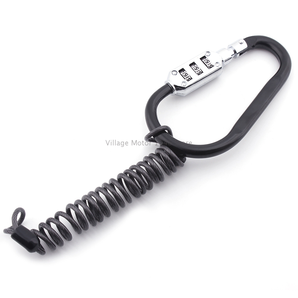Motorcycle Anti Theft Bike Motorcycle Helmet Lock W/ Resettable Code PIN Spring Combination Lock Climbing Hook for Universal