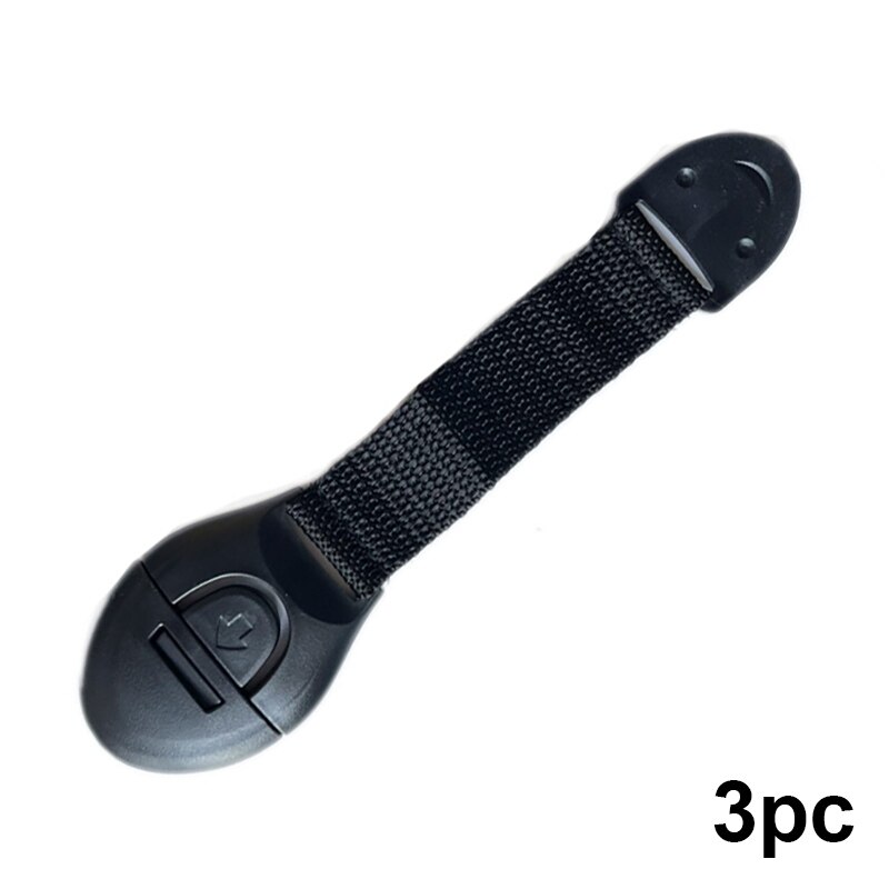 3Pcs Child Lock Protection Kids Locking Doors Safety Cabinet Lock Baby Security Protector Plastic Protection Safety Lock: Black-3pc