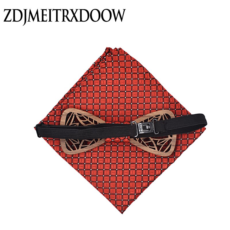 ZDJMEITRXDOOW holz fliege einstellen und Taschentuch Bowtie Krawatte Cravate Homme Noeud Papillon Mann Corbatas hombre Pajarita
