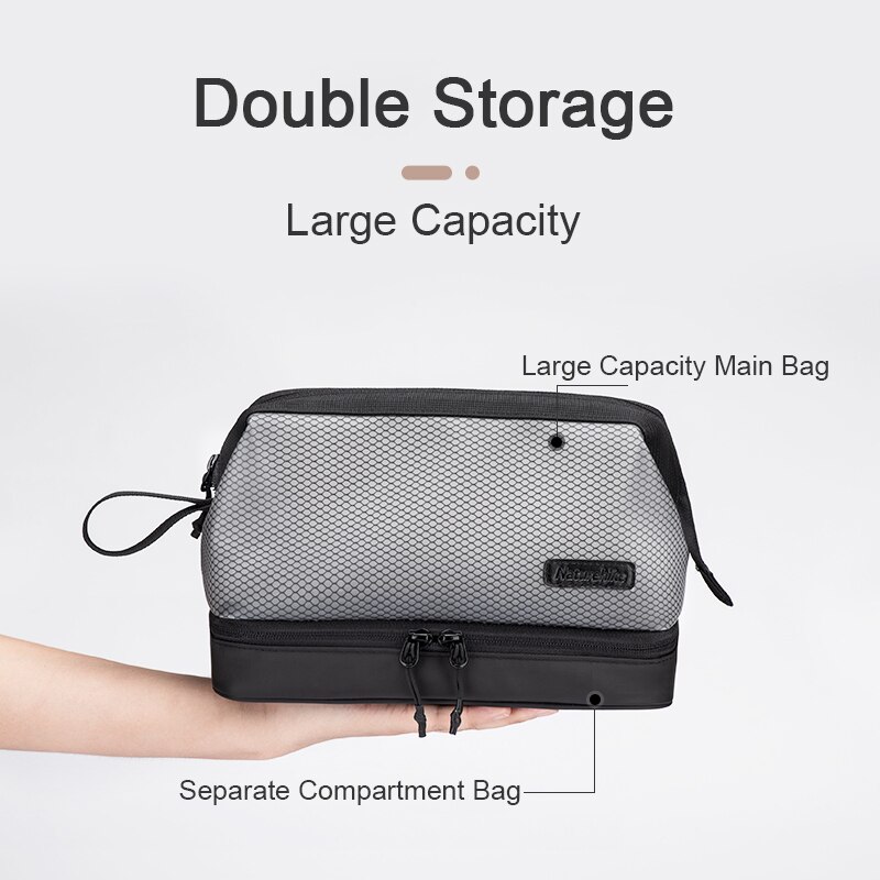 Naturehike Waterproof Toiletry Bag Ultralight Outdoor Double Dry and Wet Separate Bag 4L Travel Portable Storage Bag Daily Use