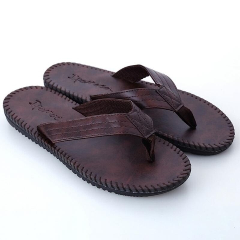 Décontracté Sideline pantoufles hommes tongs été britannique vent sandales antidérapant fond épais talon plat chaussures de plage: brown / 40