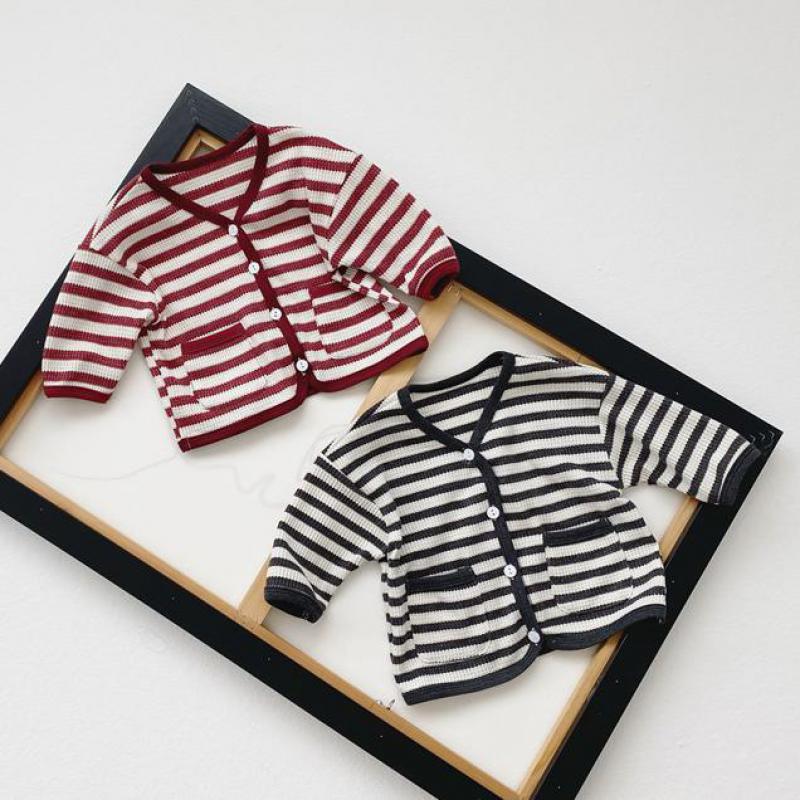 Baby Jungen Mädchen Strickjacke Herbst Baumwolle Gestreiften Oberbekleidung Spitzen Baby Kleidung Weichen Bequemen Herbst freundlicher Jacke Mantel