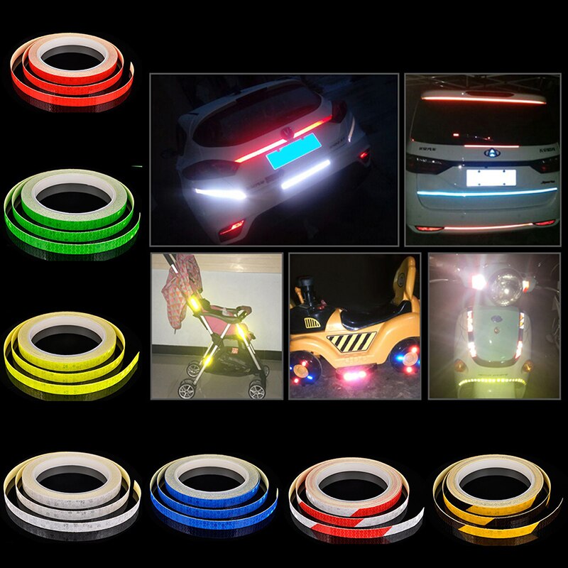 Sykkel reflekterende klistremerker sykling fluorescerende reflekterende tape mtb sykkel teip sikkerhetsdekor klistremerke tilbehør 1 cmx 8m