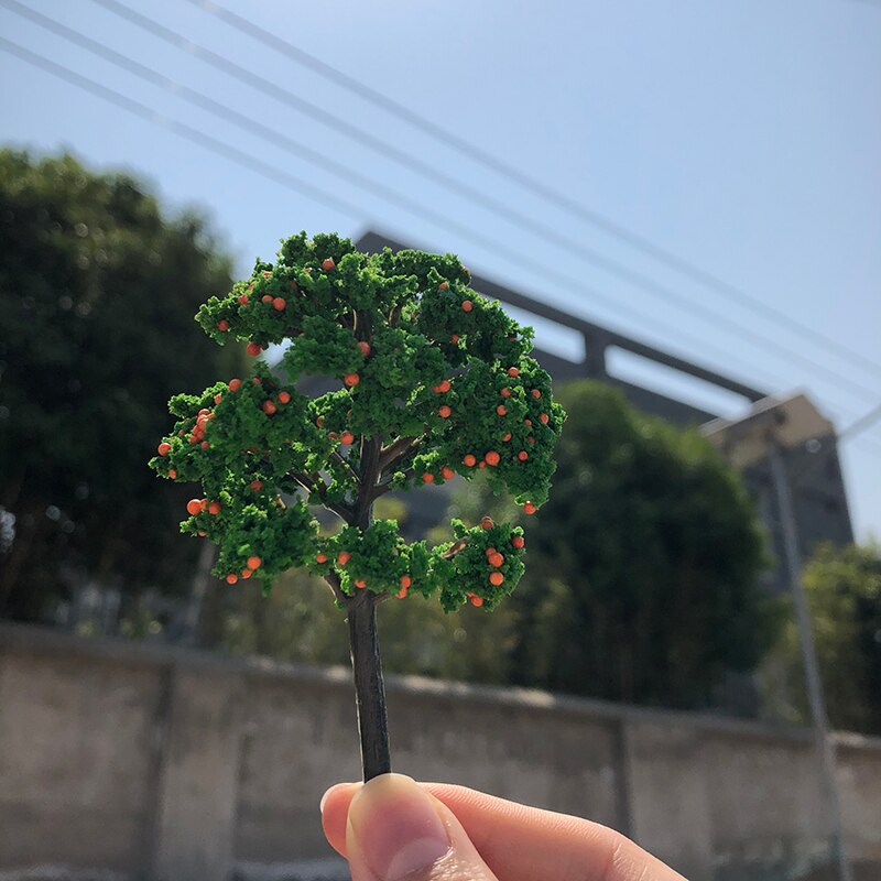 2 PCS 1/87 HO Scale Model(Fruit)Trees tall in 90mm landscape model train railway/railroad layout scenery DIY miniature dioramas