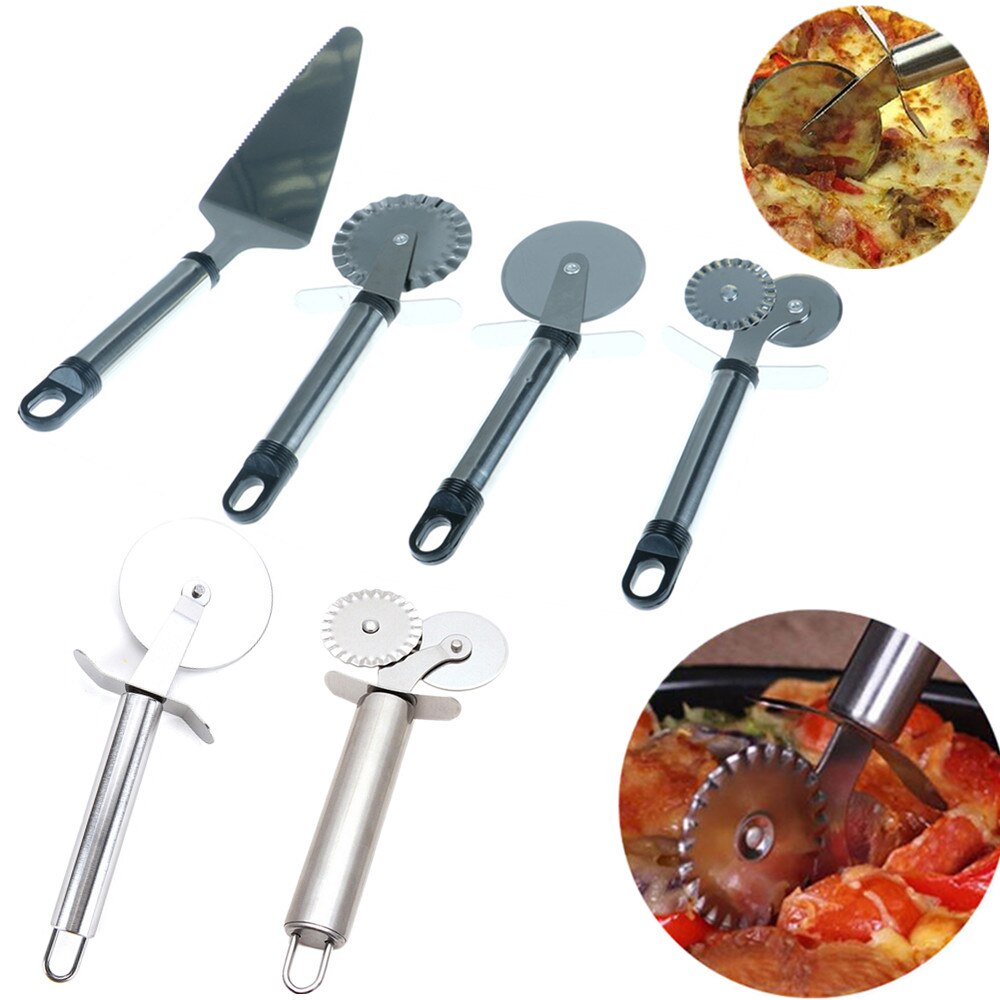 Stainless Steel Pizza Cutter Double Roller Pizza Knife Cutter Pastry Pasta Dough Crimper Kitchen Pizza Tools 6 Patterns