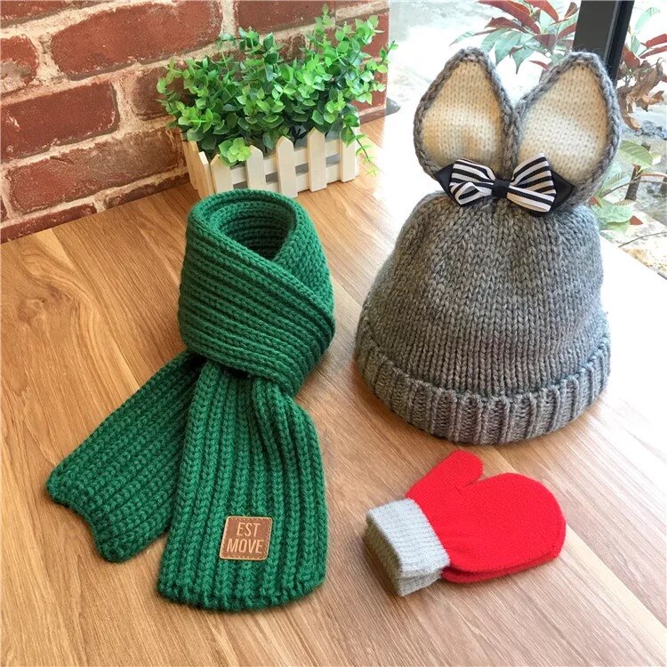 The South Korean little Girl winter winter hat: Gray