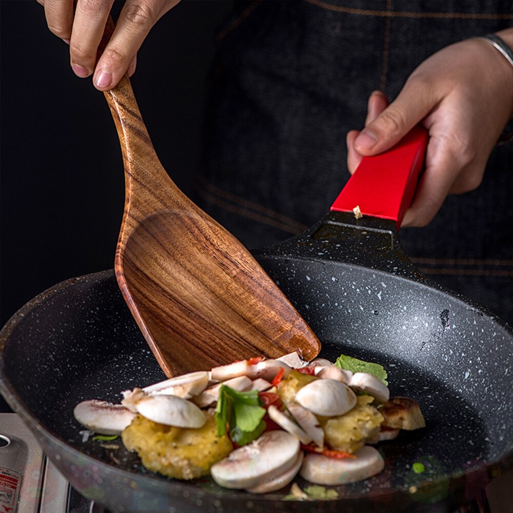 Teak Natürliche Holz Kochgeschirr Küche Utensilien Kochen Werkzeuge setzt Geschirr Geschirr Geschirr Löffel Schaufel Sieb Holz Bausatz