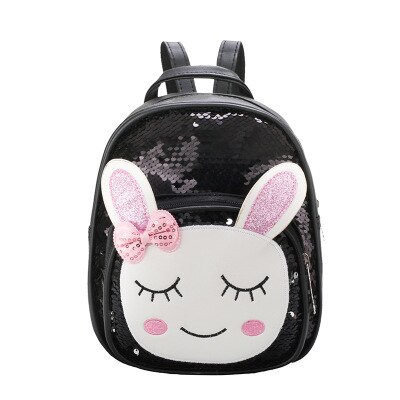 Kid Peuter Meisje Dier Pailletten Rugzak Leuke Konijn Kleuterschool Schooltas Pu Leer Kinderen Dagelijks Rugzak 5 Kleuren: Black
