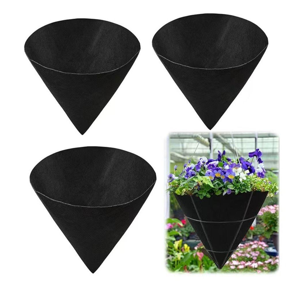 3 stks Ademend Kegelvormige Liners Zwart Milieuvriendelijke Vilt Tuinieren Matten Herbruikbare Planter Mand Liners Outdoor Tuinieren