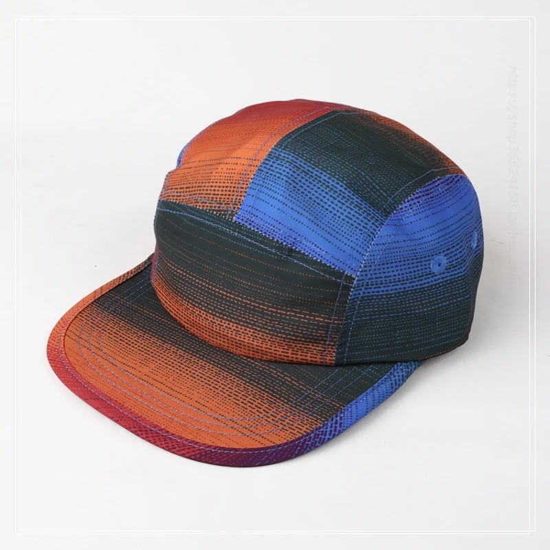 Gorra de béisbol de 5 paneles a rayas para hombres y mujeres, sombreros versátiles de ala plana, adecuados para las cuatro estaciones, urbana, Popular Ins: Negro