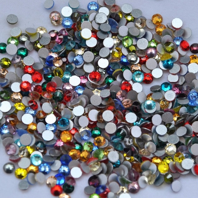 Strass de uñas de COLOR mixto sin fijación Cristal Swarovski dorado champange Strass suelto para decoraciones de uñas