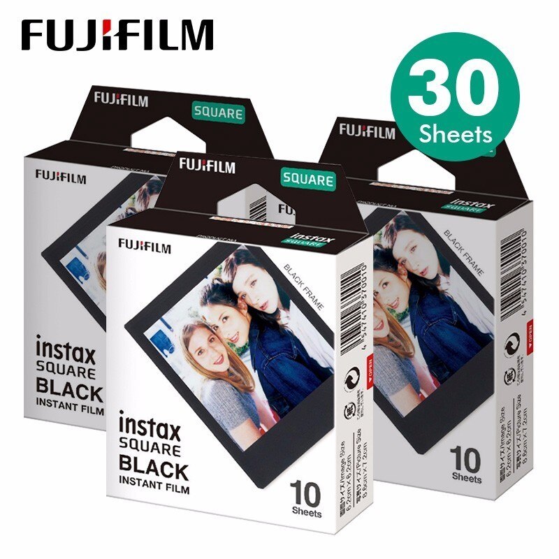 Papel fotográfico Polaroid Fujifilm, película cuadrada, papel fotográfico con borde blanco/negro para cámara instantánea Instax Sq10 Sq6 Sq20 Sq1: Black 30
