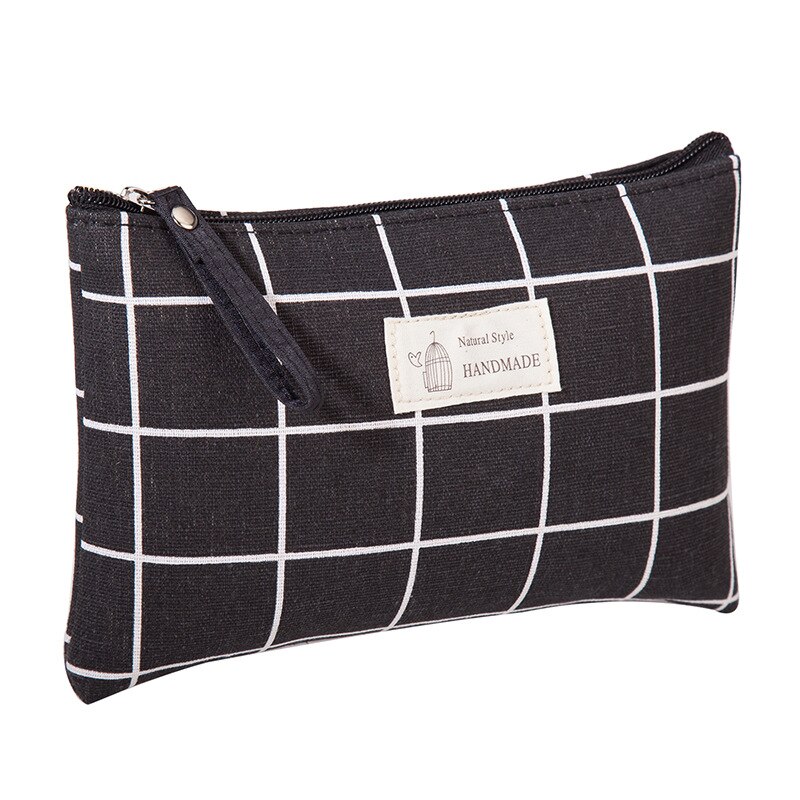 Women Plaid Travel Cosmetic Bag Makeup Storage Bag Handbag Female Zipper Purse Small Cosmetics Make Up Bags Travel Beauty Pouch: BlackGZ