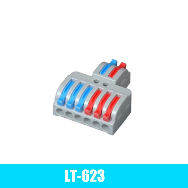 Wire Connector 2 In 4/6 Out Wire Splitter Terminal LT-422 633 623 933 Compact Wiring Cable Connector Push-in Conductor: LT-623 / 10pcs