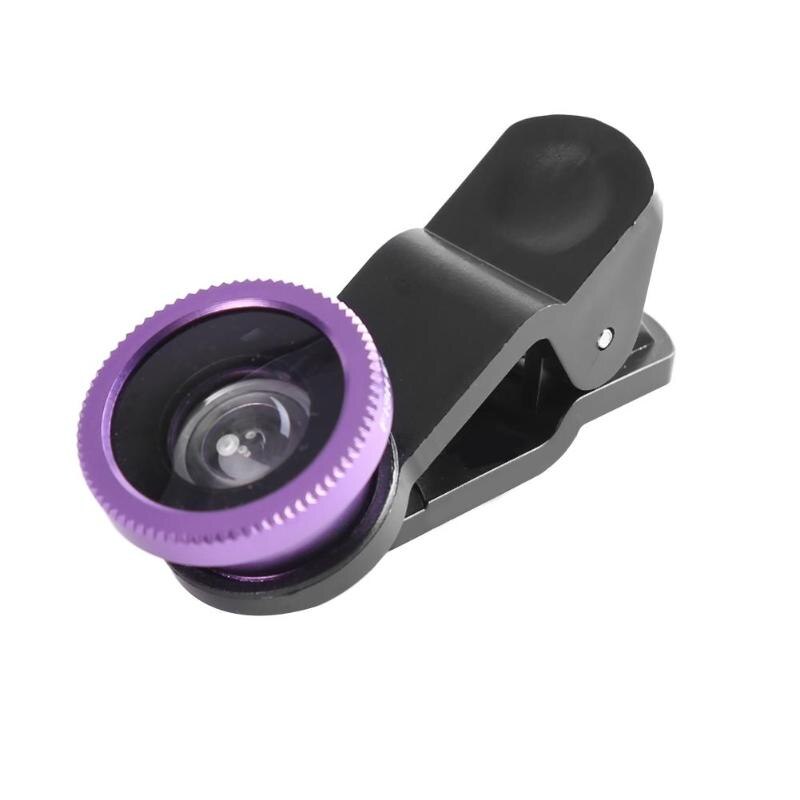 Kit de lentes de ojo de pez 3 en 1 para teléfono móvil, macrocámara de gran angular Universal, lentes de ojo de pez con Clip 0.67x para iPhone y Samsung: Azul