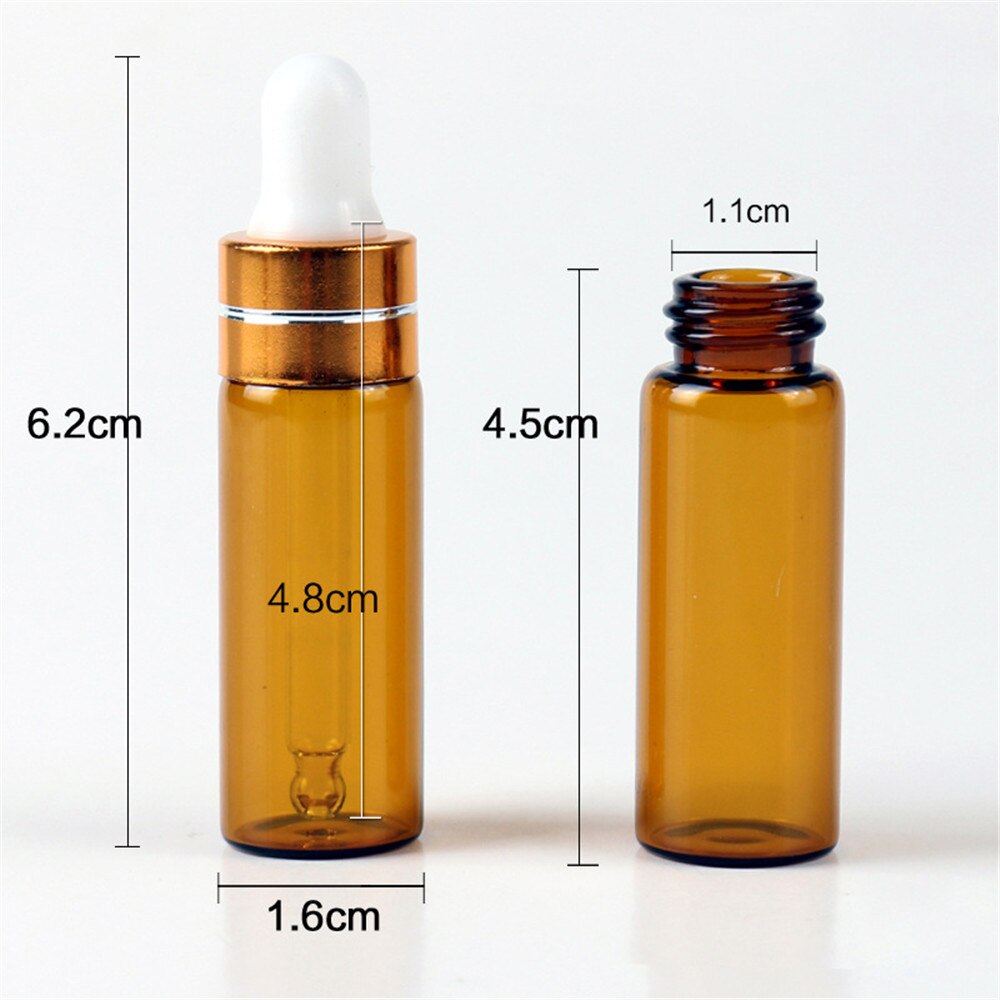 Tyhjä tippapullo meripihkan eteerinen öljy lasi aromaterapia neste ruskea 3ml 5ml hierontapipettipullot uudelleen täytettävät
