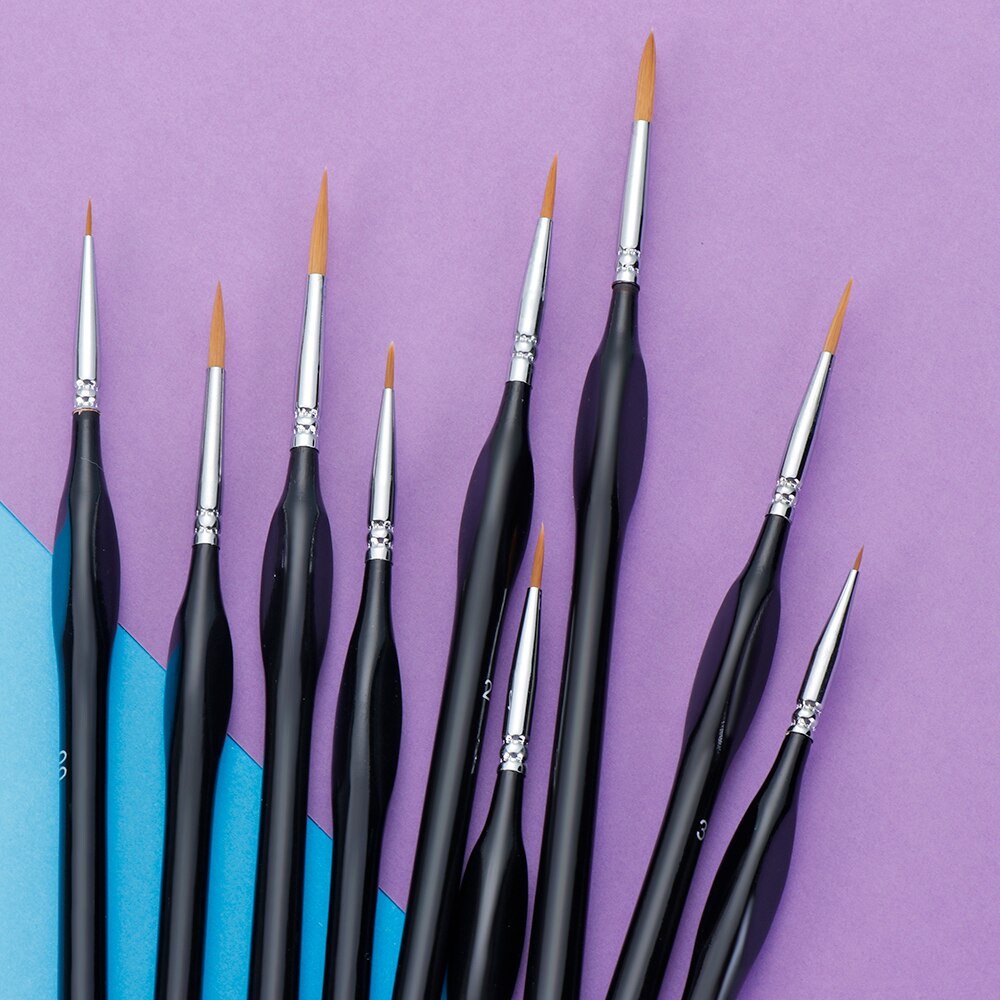 9PCS/Set Pointed Cartoon Detail Liner Extra Fine Tip Miniature Model Paint Brush Set Acrylic Oil Artist Supplies