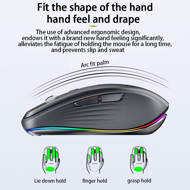 Wireless Mouse Bluetooth 5.0 Rechargeable Silent Multi Arc Touch Mice Ultra-thin Magic Mouse For Laptop Ipad Mac PC Macbook