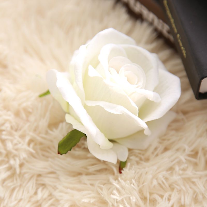 5PCS 10CM Artificial Flowers Rose Silk Flowers Rose Flower Heads DIY Supplies for Home Wedding Party Decoration: White