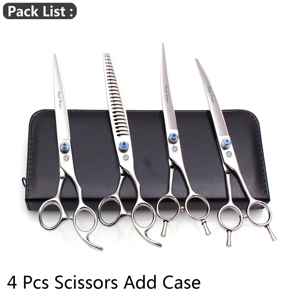 Pet Scissors Purple Dragon Brand 8" Japanese 440C Thinning Shears 3004# Dog Hair Scissors Pet Scissors Set Add Bag: 3004 Yin 4P-7N