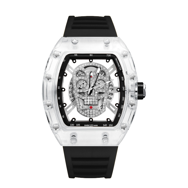 Reloj de pulsera de cuarzo para hombre, tendencia masculina, reloj automático resistente al agua para hombre, relojes de lujo transparentes luminosos: Oro