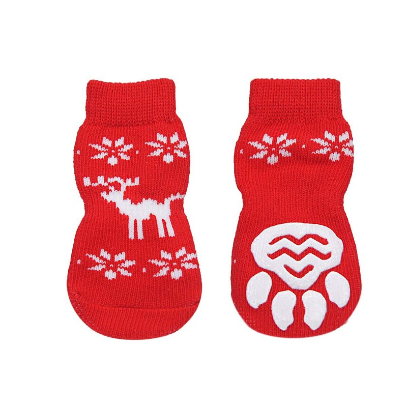 3 par julekæledyrssko anti-slip blød bomulds hundesokker varm rensdyr snemand træ snefnug mønster hundesokker til fest
