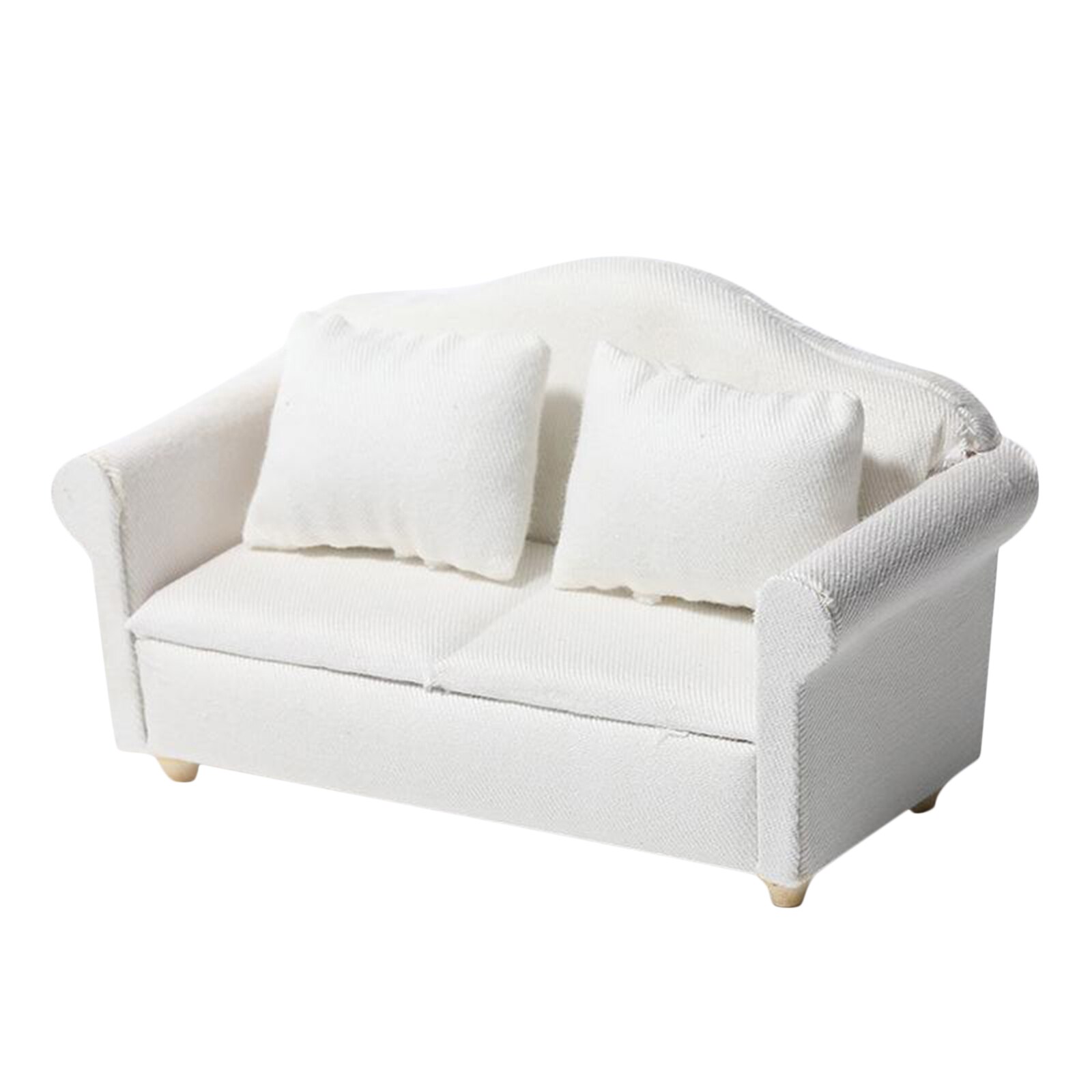 Miniature Dollhouse Sofa Chair - Dolls House Furniture - White Modern - 1/12 Scale