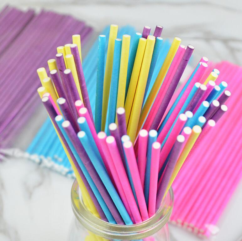100 stk/lot godteri farget papir slikkepinner for cake pops candy popcake pinne 10*3.5cm hjemmebakst gyh