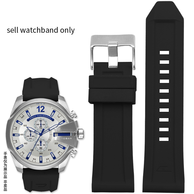 Silicone Rubber Watch Band for Diesel Dz4318 4323 4283 7315 4476 4496 4427 7395 Waterproof Soft Large Strap 24 26mm: S / Smokey Mauve