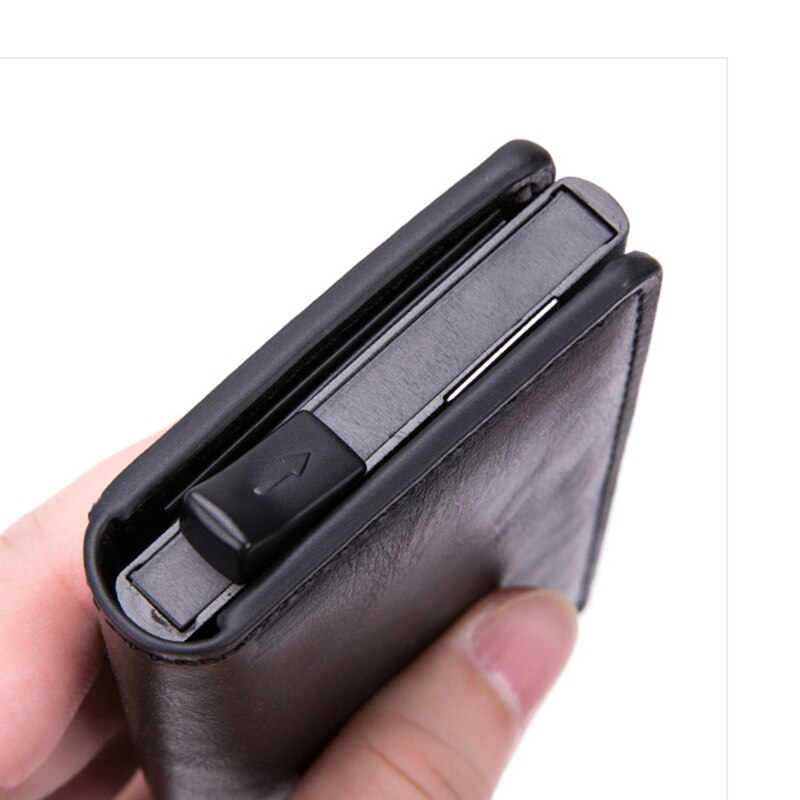 Zovyvol Carbon Fiber Magnetic Closing RFID Anti-Theft Credit Card Holder Men And Women Aluminum Box Smart Wallet