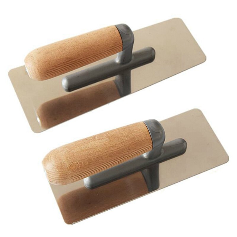 2PC Stainless Steel Mortar Board Home Craftsman Trowel Construction Bracket Plastering Batch Wall Shovel Putty Tool