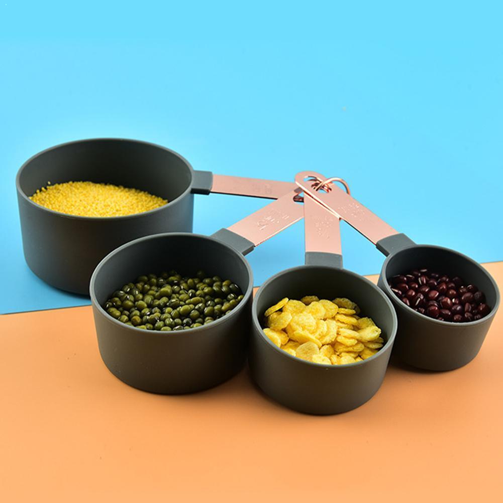 4Pcs/Set Steel Measuring Cups Spoons Kitchen Measuring Cup Cooking Set Handle Baking Steel Tools Measur P5S4