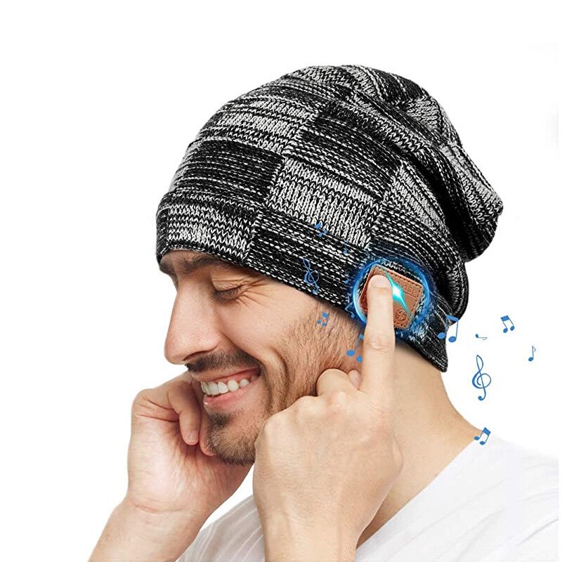 2021 inverno Bluetooth Beanie wireless ricaricabile USB led cuffie musicali in esecuzione cappello da sci per maglieria caldo all&#39;aperto cappello auricolare