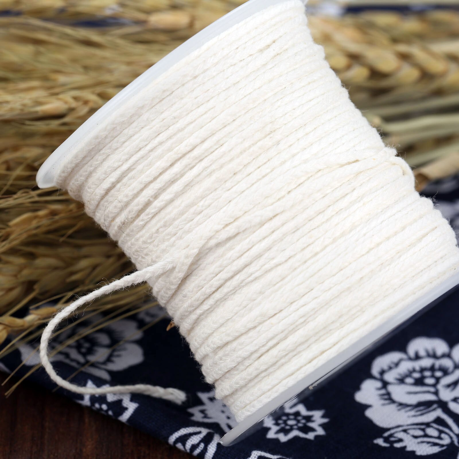 61m/200ft*2mm Spool Candle Wick Core Unwaxed Cotton Square Braid Candles Making Supplies Handmade DIY Craft White Roll