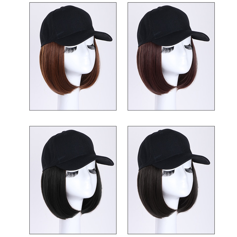 Houyan Korte Pruik Synthetische Mode Pruik Baseball Cap Hoed Steil Haar Baseball Hittebestendig Fiber Elf Cut Korte Pruik
