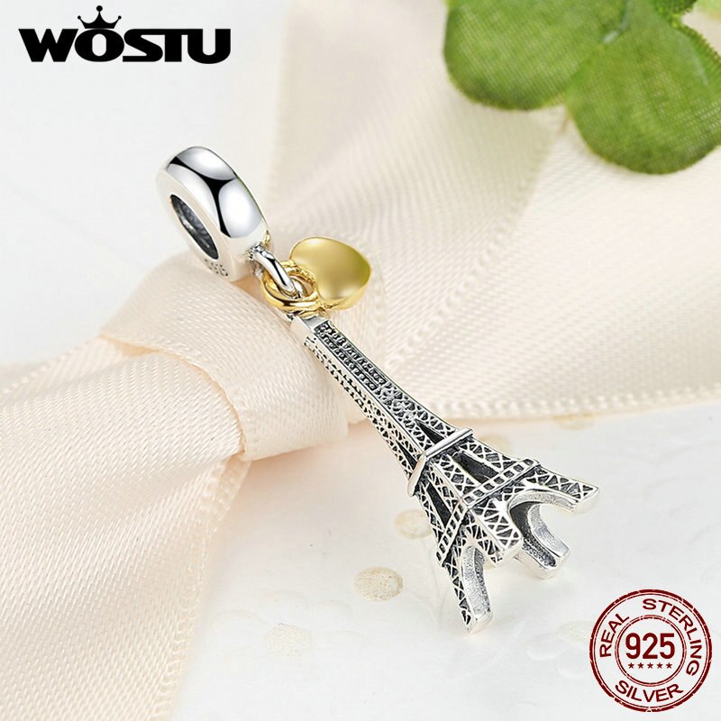 100% 925 Sterling Silver Eiffel Tower Big Ben Charm Beads Pendant Fit Original Bracelet Authentic S925 Fine Jewelry