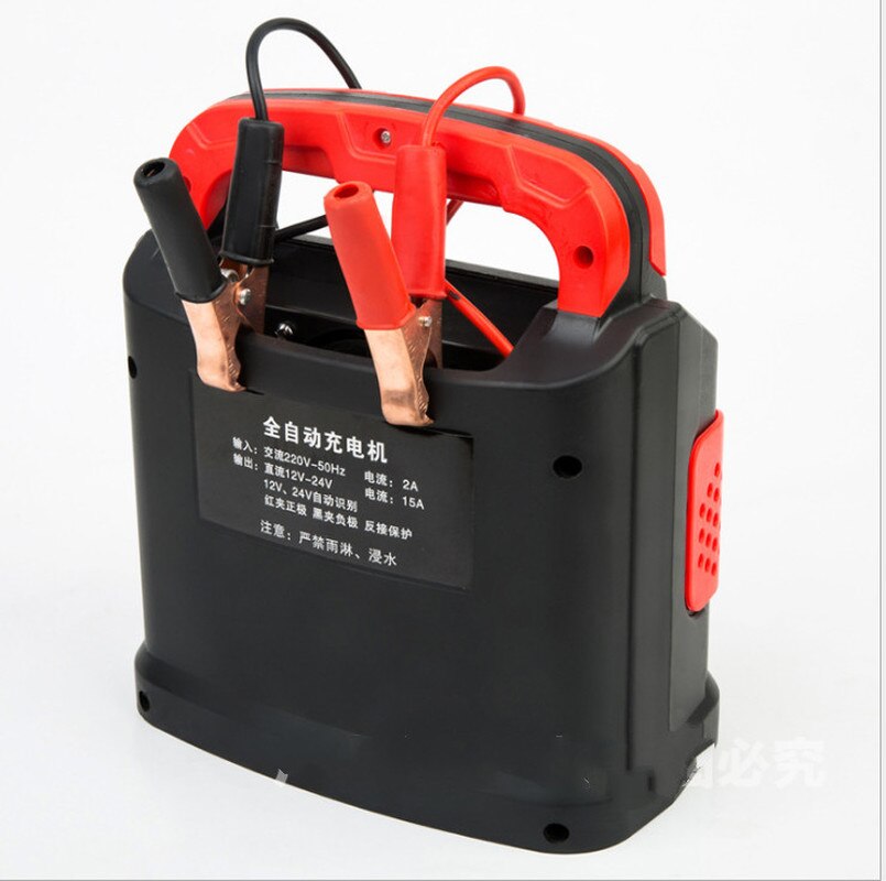 Cargador de batería LCD con Ajuste de entrada para coche, arrancador de batería portátil de 110V/220V, 12V/24V, universal