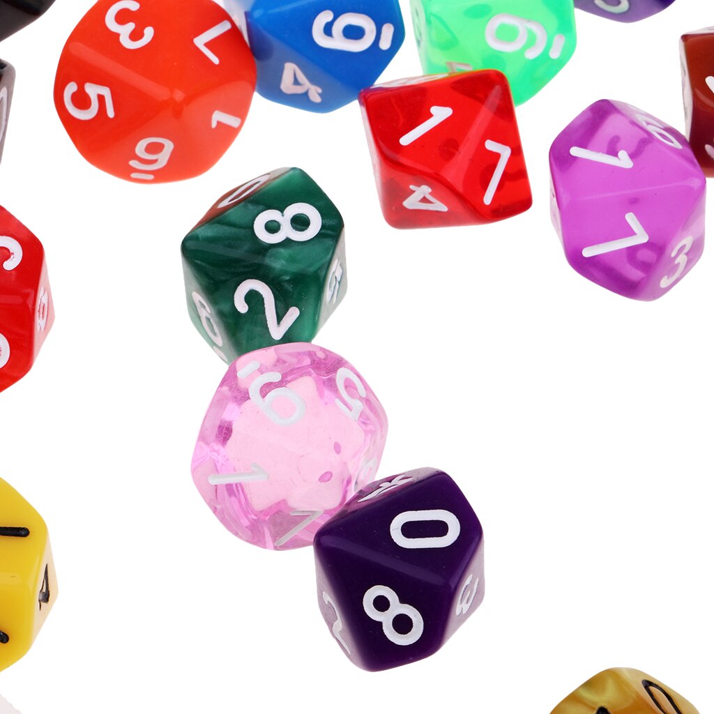 25x polyhedrale dobbelstenen van acryl,  d10 trpg-speelgoed voor tafelspel