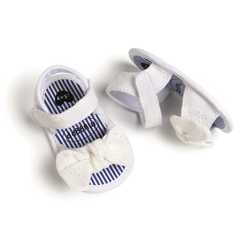 Été bébé filles chaussures respirant anti-dérapant Bow sandales 0-18M infantile à semelles souples premiers marcheurs chaussures