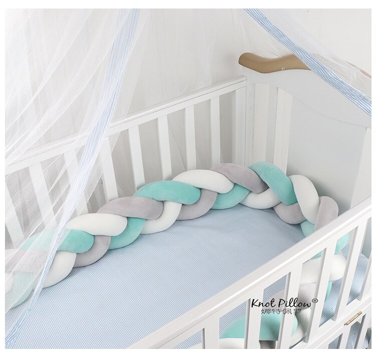 3M Länge Baby Bett Stoßstange Knoten Krippe Lange Verknotet flechten Kissen Kissen Stoßstange für Kleinkind Bebe Krippe Schutz: 3
