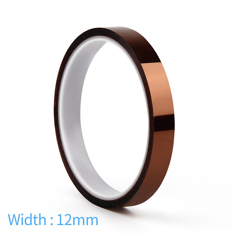 WNB 25m Heat Resistant Polyimide Tape One-side Self-adhesive High Temperature Thermal Protection Insulation Anti Static Film: 12mm